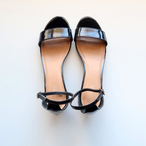 Abound Black Patent Leather Round Block Heels / Sandals / Soes Size 8 - Picture 14 of 15